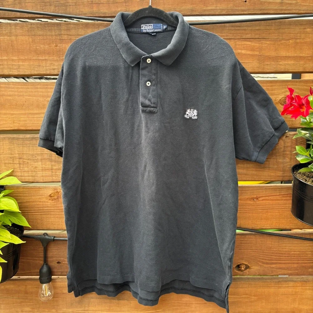 Polo Ralph Lauren Polo Shirt Mens XL Black Good Crest Logo Short Sleeve Pique